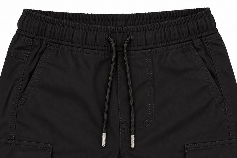 Set in cotone con felpa color miele, pantaloni neri e dettaglio orsetto