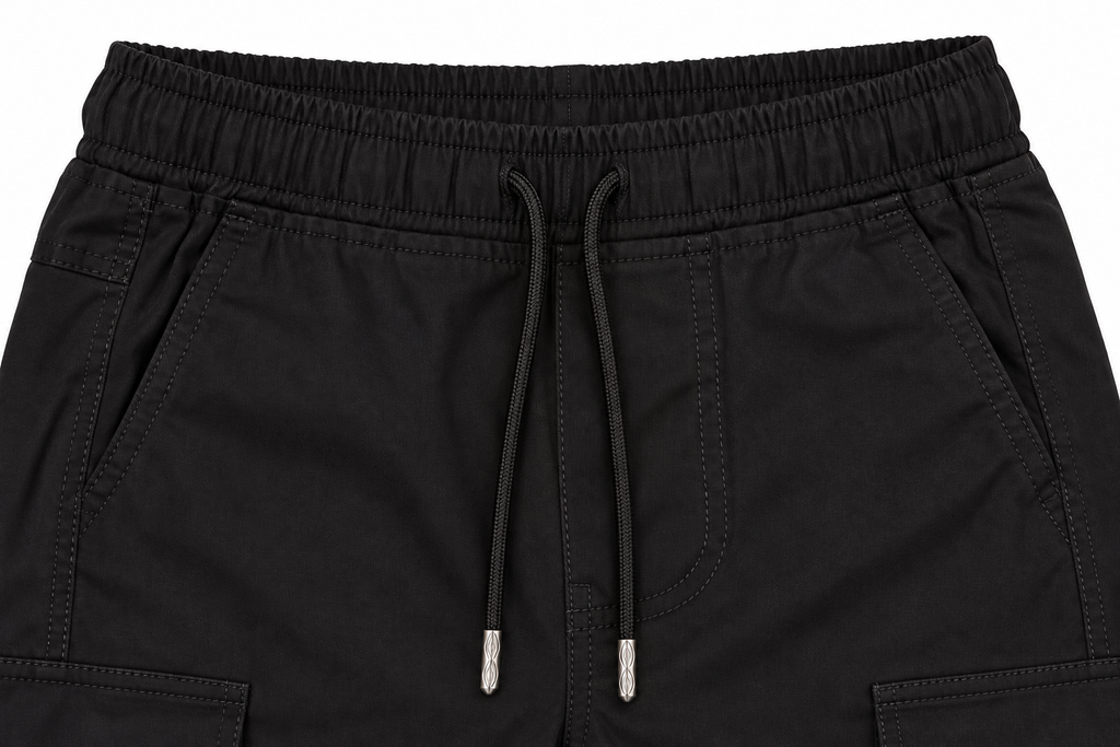 Set in cotone con felpa color miele, pantaloni neri e dettaglio orsetto