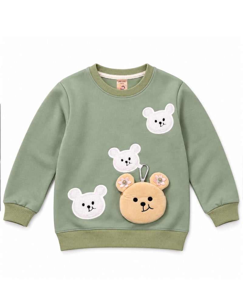 Maglia in Cotone, Gonna Plissé & Pupazzetto Pochette