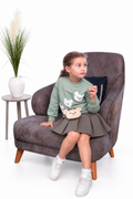 Maglia in Cotone, Gonna Plissé & Pupazzetto Pochette